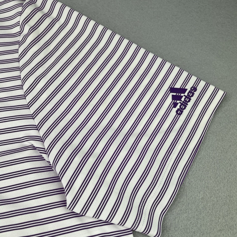 Adidas Golf Performance Polo Mens Large Purple Striped Shirt Memorial Tournament - Picture 4 of 12
